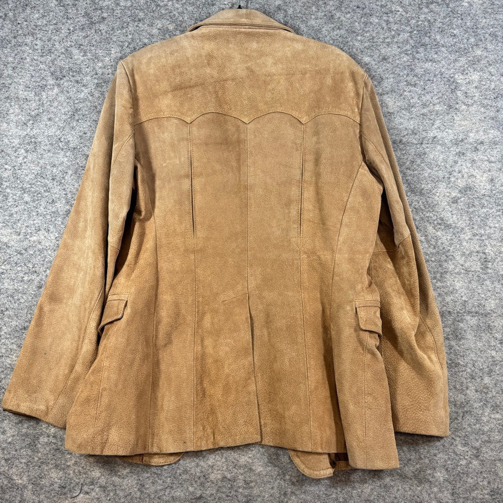 Vintage American West Suede Leather Blazer Tan Western Jacket Rodeo Festival - Picture 10 of 16